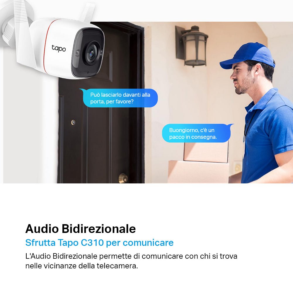 Tapo C310 Telecamera WiFi Esterno 2K 3MP, WiFi/Ethernet, 2pz