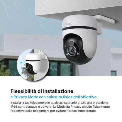 Tapo C500 Telecamera Wi-Fi Esterno 1080P FHD, 360° Visuale, Visione Notturna, ⚠️Non a batteria