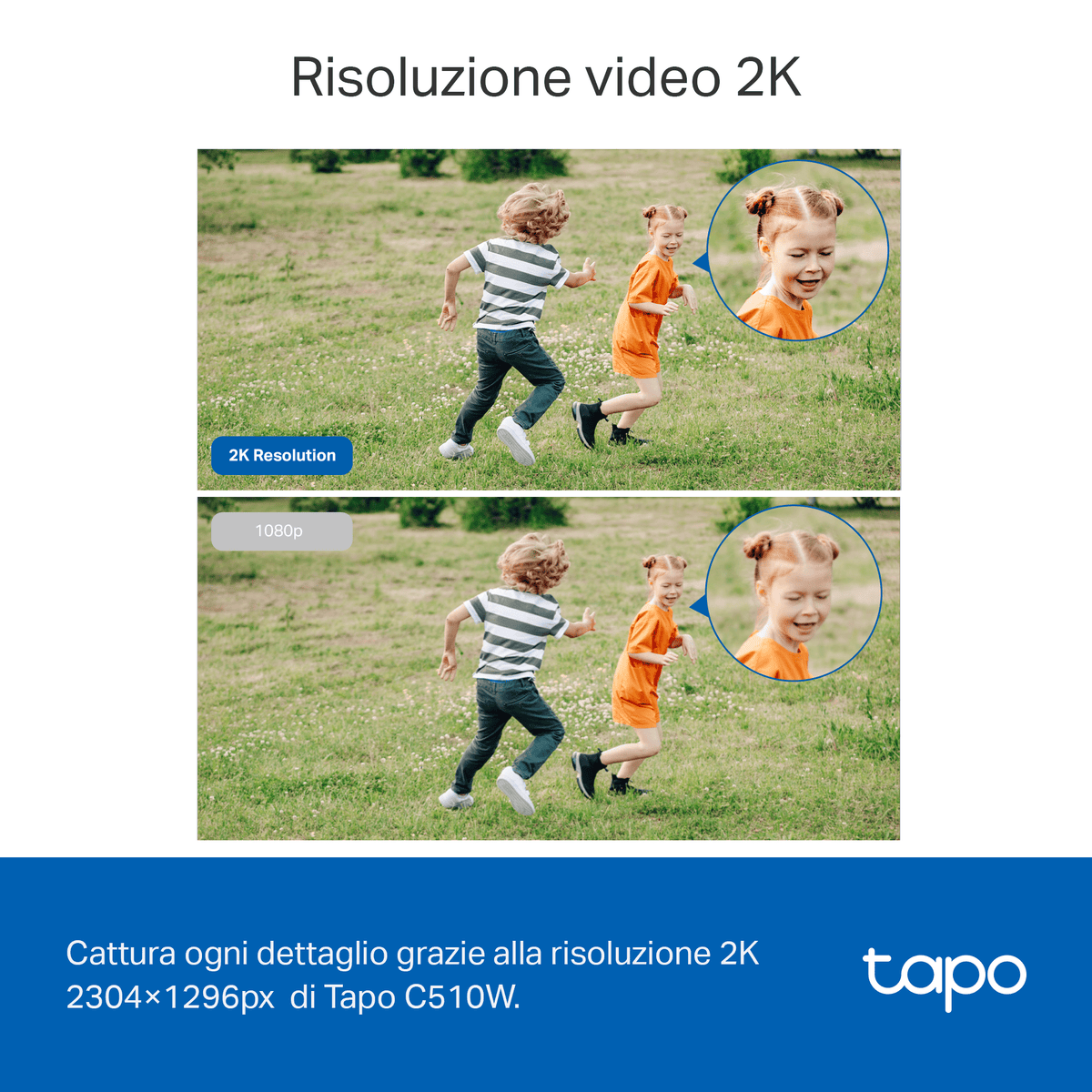 Tapo C510W Telecamera WiFi Esterno 2K 3MP, Visione a Colori, 360° PTZ