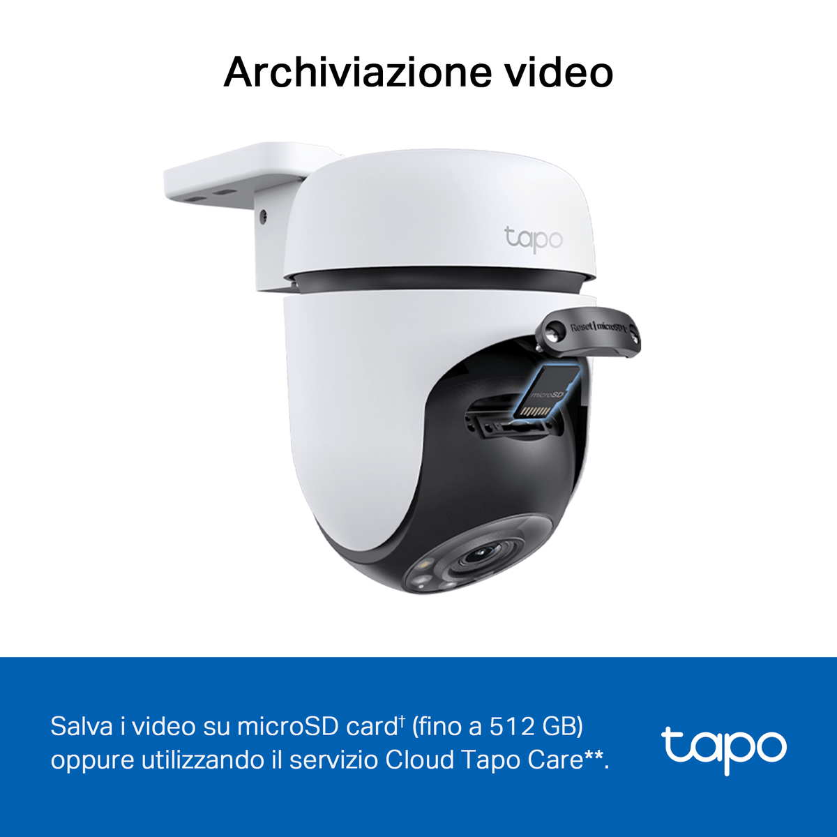 Tapo C510W Telecamera WiFi Esterno 2K 3MP, Visione a Colori, 360° PTZ