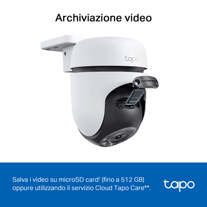 Tapo C510W Telecamera WiFi Esterno 2K 3MP, Visione a Colori, 360° PTZ