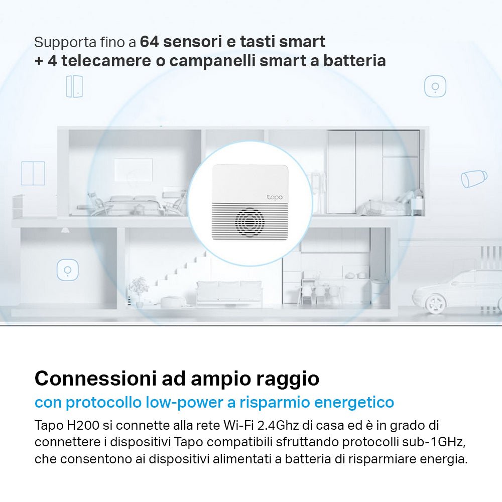 Tapo H200 Smart Hub, Allarme e Campanello Integrato, Storage MicroSD Locale
