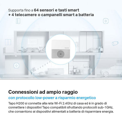 Tapo H200 Smart Hub, Allarme e Campanello Integrato, Storage MicroSD Locale