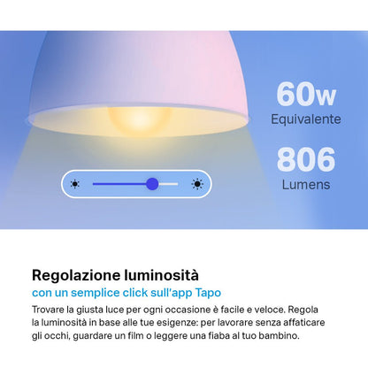 Tapo L530E Lampadina LED Smart Wi-Fi Multicolore E27, Controllo Vocale con Alexa