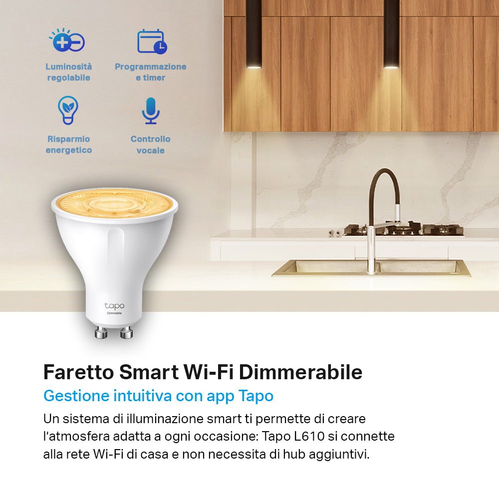 Tapo L610 Faretto LED Smart Wi-Fi Dimmerabile GU10, Controllo Vocale con Alexa, 4pz