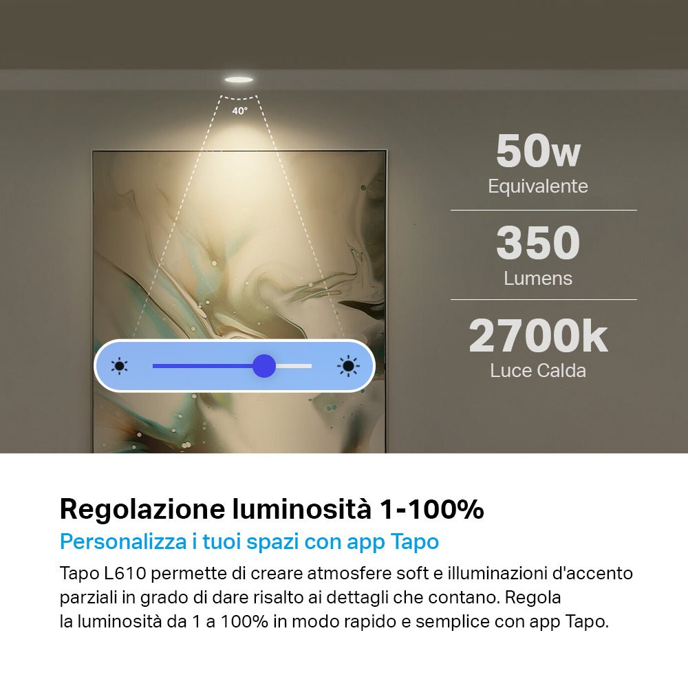 Tapo L610 Faretto LED Smart Wi-Fi Dimmerabile GU10, Controllo Vocale con Alexa, 4pz