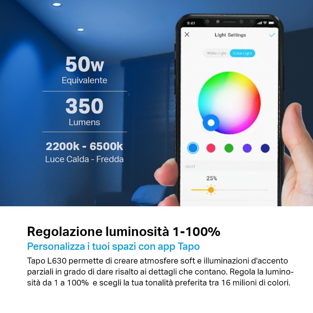 Tapo L630 Faretto LED Smart Wi-Fi Multicolore GU10, Controllo Vocale con Alexa, 4pz