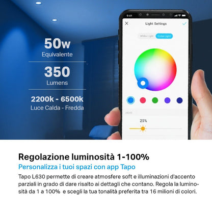 Tapo L630 Faretto LED Smart Wi-Fi Multicolore GU10, Controllo Vocale con Alexa, 4pz