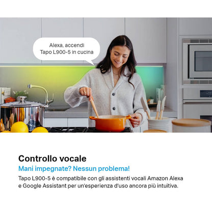 Tapo L900-5 Striscia LED Smart Wi-Fi Multicolore 5m, Controllo Vocale con Alexa