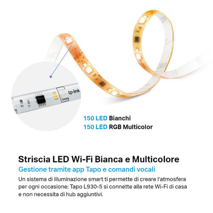 Tapo L930-5 Striscia LED Smart WiFi Multicolore 5m, Extra Luminosa, Alexa