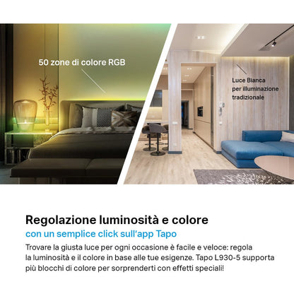 Tapo L930-5 Striscia LED Smart WiFi Multicolore 5m, Extra Luminosa, Alexa