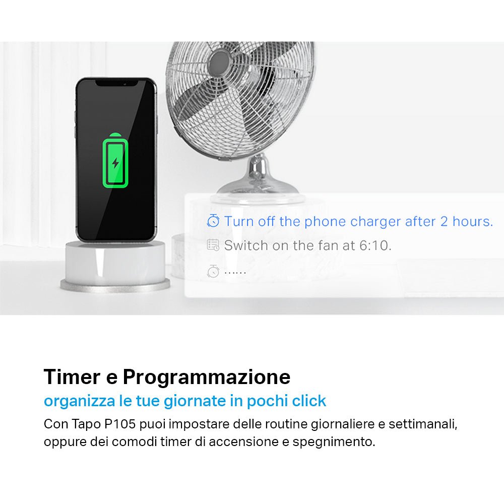 Tapo P105 Presa Smart Wi-Fi Italiana Tipo C-F-L 10A, Controllo Vocale con Alexa, 2pz