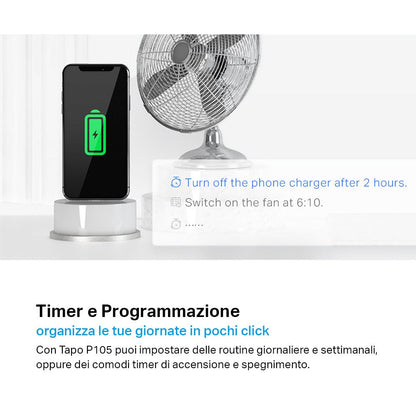 Tapo P105 Presa Smart Wi-Fi Italiana Tipo C-F-L 10A, Controllo Vocale con Alexa, 2pz