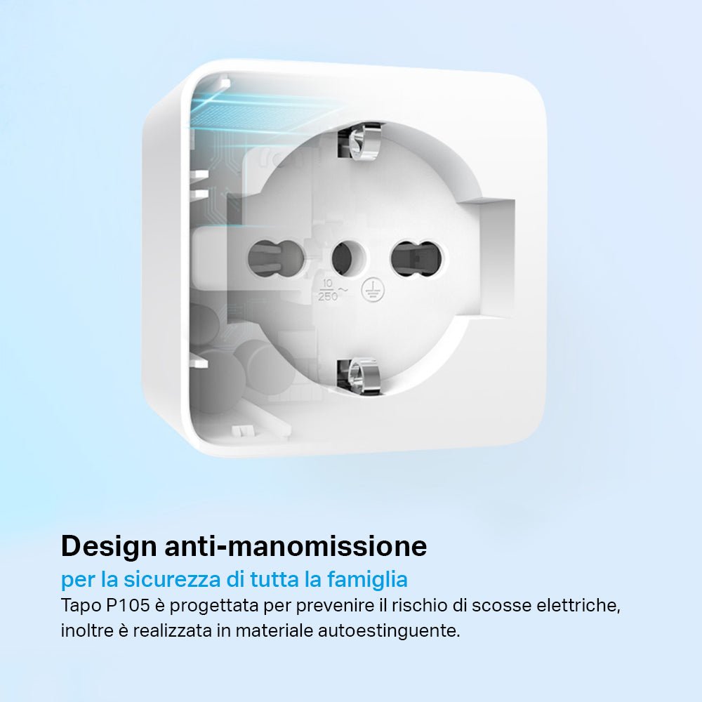 Tapo P105 Presa Smart Wi-Fi Italiana Tipo C-F-L 10A, Controllo Vocale con Alexa, 2pz