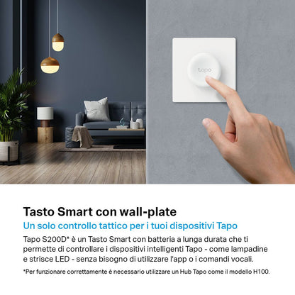 Tapo S200D Tasto Smart con Piastra a Muro, ⚠️Tapo Hub Necessario