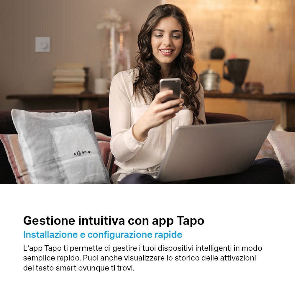Tapo S200D Tasto Smart con Piastra a Muro, ⚠️Tapo Hub Necessario
