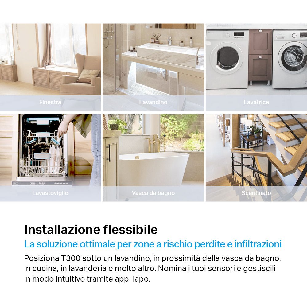 Tapo T300 Sensore di Rilevamento Perdite d'Acqua, ⚠️Tapo Hub Necessario