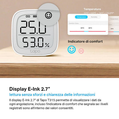 Tapo T315 Sensore di Temperatura e Umidità con Monitor, ⚠️Tapo Hub Necessario