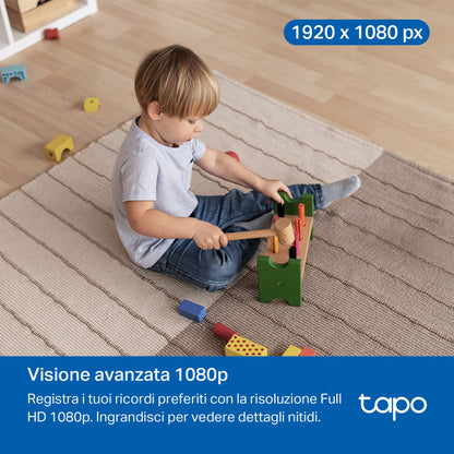 Tapo C201 Telecamera Wi-Fi Interno 1080p FHD, 360° Visuale, Nero
