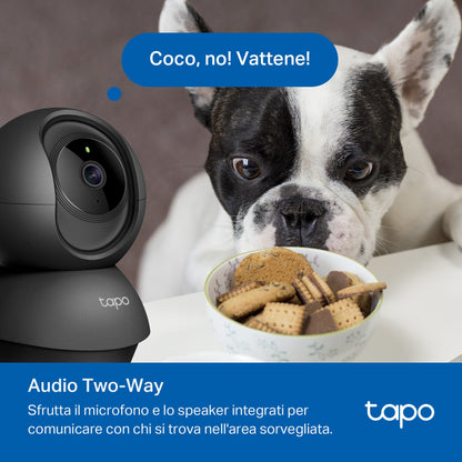 Tapo C201 Telecamera Wi-Fi Interno 1080p FHD, 360° Visuale, Nero