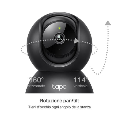 Tapo C211 Telecamera Wi-Fi Interno 2K 3MP, 360° Visuale, Nero