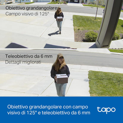 Tapo C246D Telecamera WiFi Esterno Doppio Obiettivo 3MP+3MP, 360° PTZ