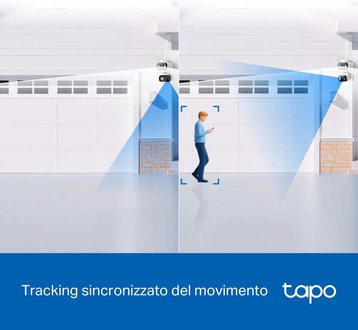 Tapo C246D Telecamera WiFi Esterno Doppio Obiettivo 3MP+3MP, 360° PTZ