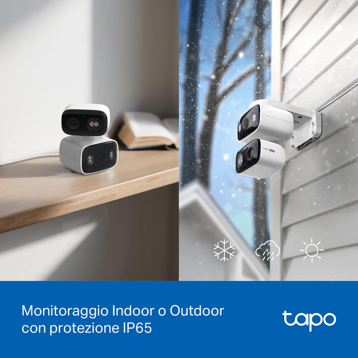 Tapo C246D Telecamera WiFi Esterno Doppio Obiettivo 3MP+3MP, 360° PTZ