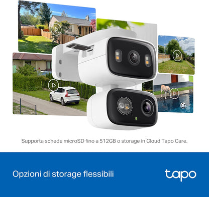 Tapo C246D Telecamera WiFi Esterno Doppio Obiettivo 3MP+3MP, 360° PTZ