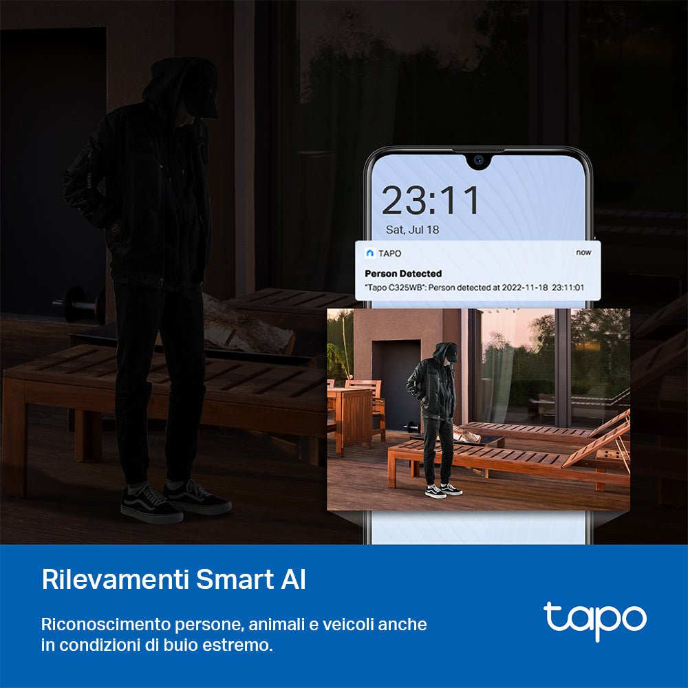 Tapo C325WB Telecamera WiFi Esterno 2K 4MP, ColorPro, WiFi/Ethernet