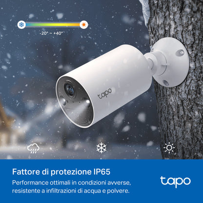 Tapo C410 Telecamera Wi-Fi Esterno a Batteria 2K 3MP, Visione Notturna a Colori, 2pz