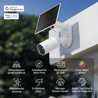 Tapo C410 KIT Telecamera WiFi Esterno 2K 3MP Batteria con Pannello Solare