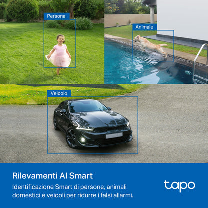 Tapo C425 KIT Telecamera WiFi Esterno 2K 4MP Batteria con Pannello Solare