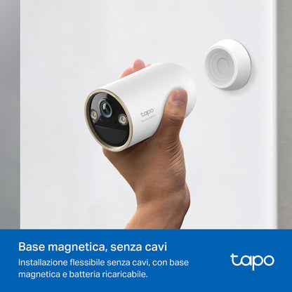 Tapo C460 Telecamera WiFi Esterno 4K 8MP Batteria, Base Magnetica Starlight