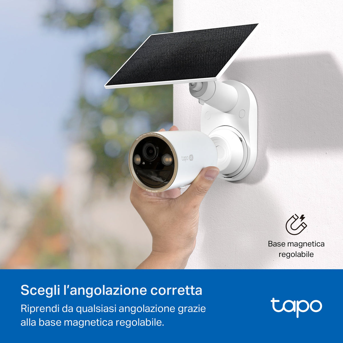 Tapo C460 KIT Telecamera WiFi Esterno 4K 8MP Solare, Base Magnetica Starlight