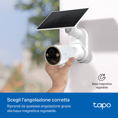 Tapo C460 KIT Telecamera WiFi Esterno 4K 8MP Solare, Base Magnetica Starlight