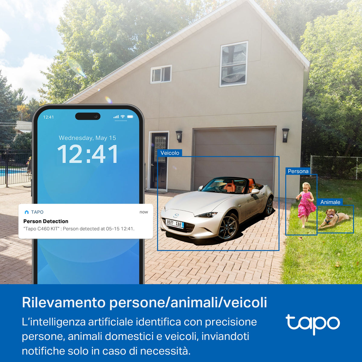 Tapo C460 KIT Telecamera WiFi Esterno 4K 8MP Solare, Base Magnetica Starlight
