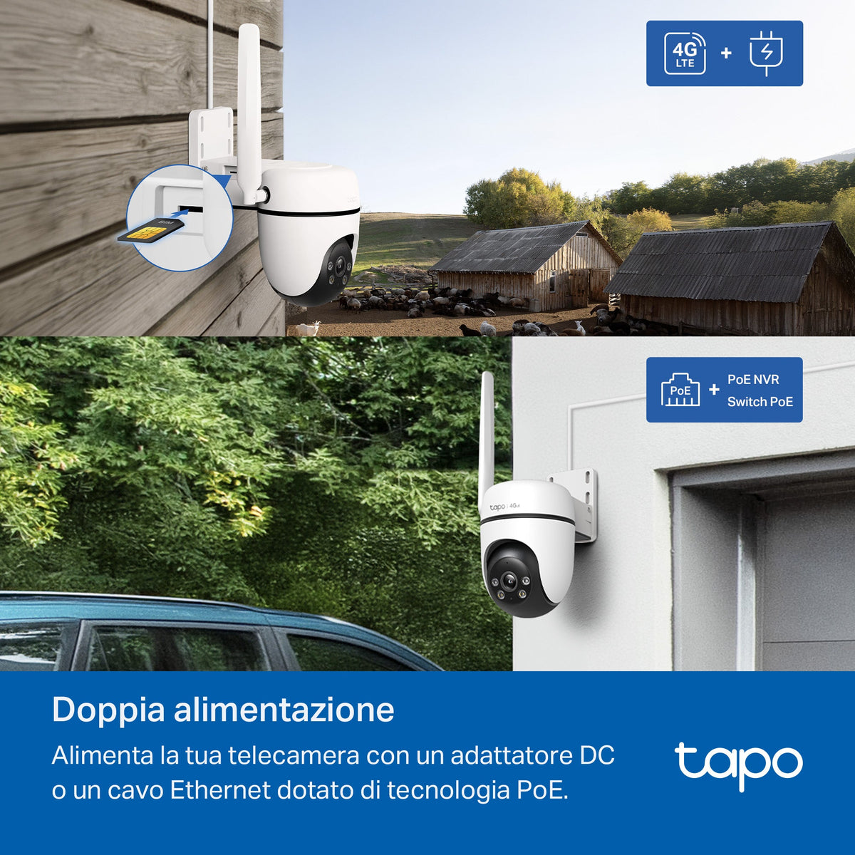 Tapo C501GW Telecamera 4G LTE Esterno FHD, Slot SIM, 360° PTZ, PoE