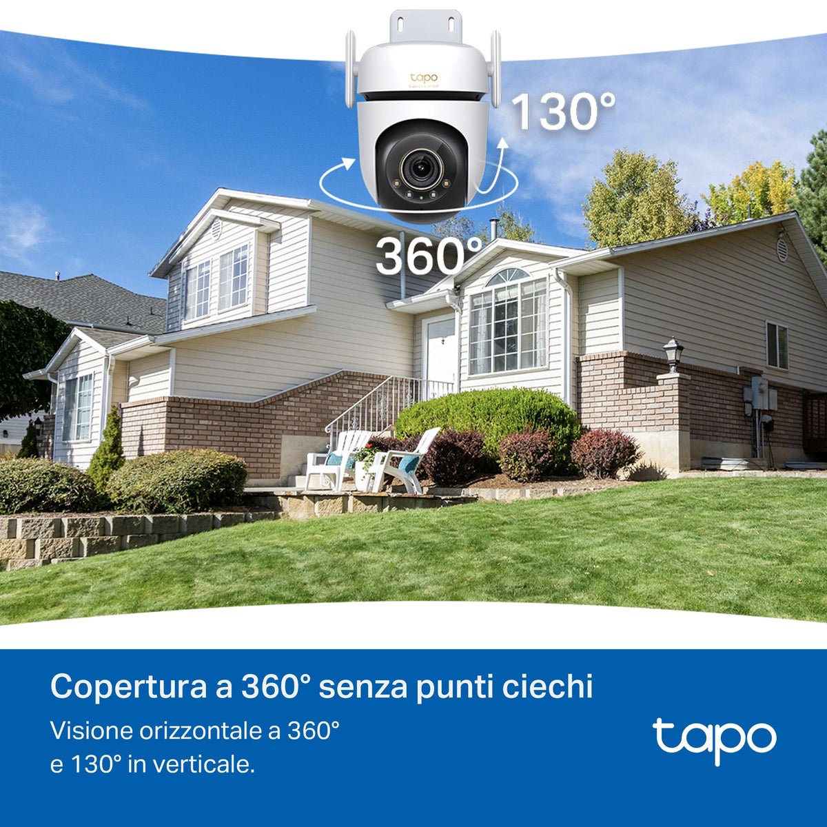 Tapo C530WS Telecamera WiFi Esterno 3K 5MP, Starlight, 360° PTZ, WiFi/Ethernet