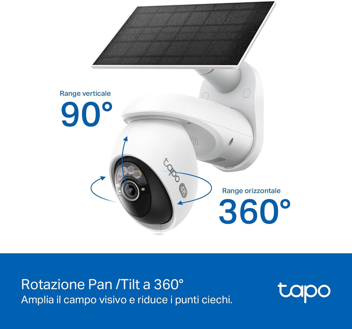 Tapo C660 KIT Telecamera WiFi Esterno 4K 8MP Batteria, Starlight, 360° PTZ