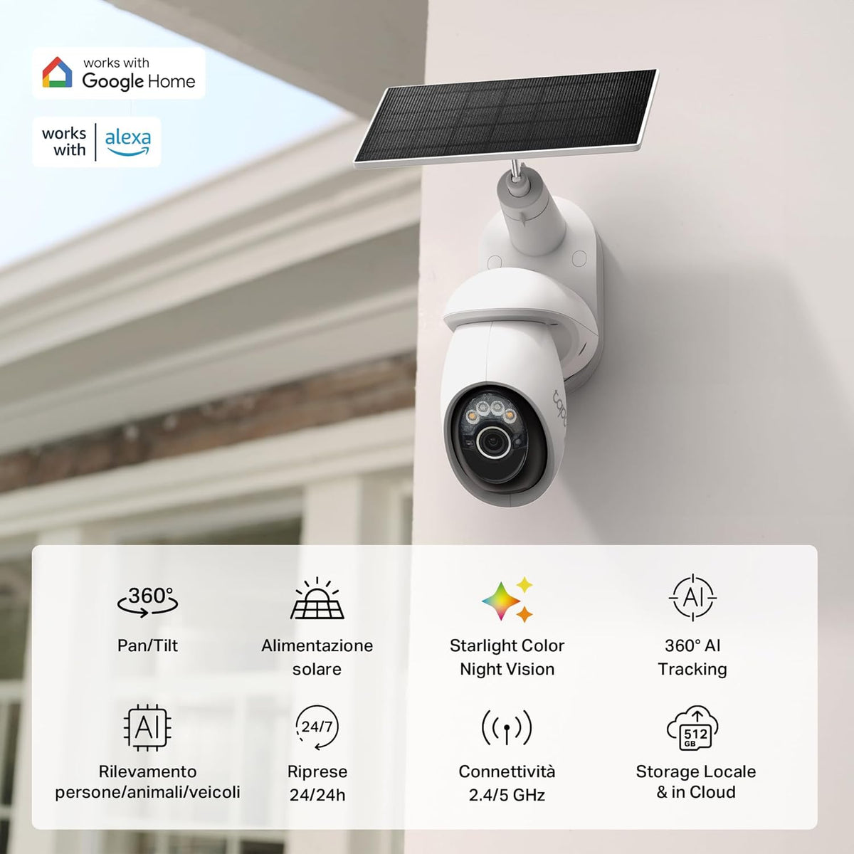 Tapo C660 KIT Telecamera WiFi Esterno 4K 8MP Batteria, Starlight, 360° PTZ