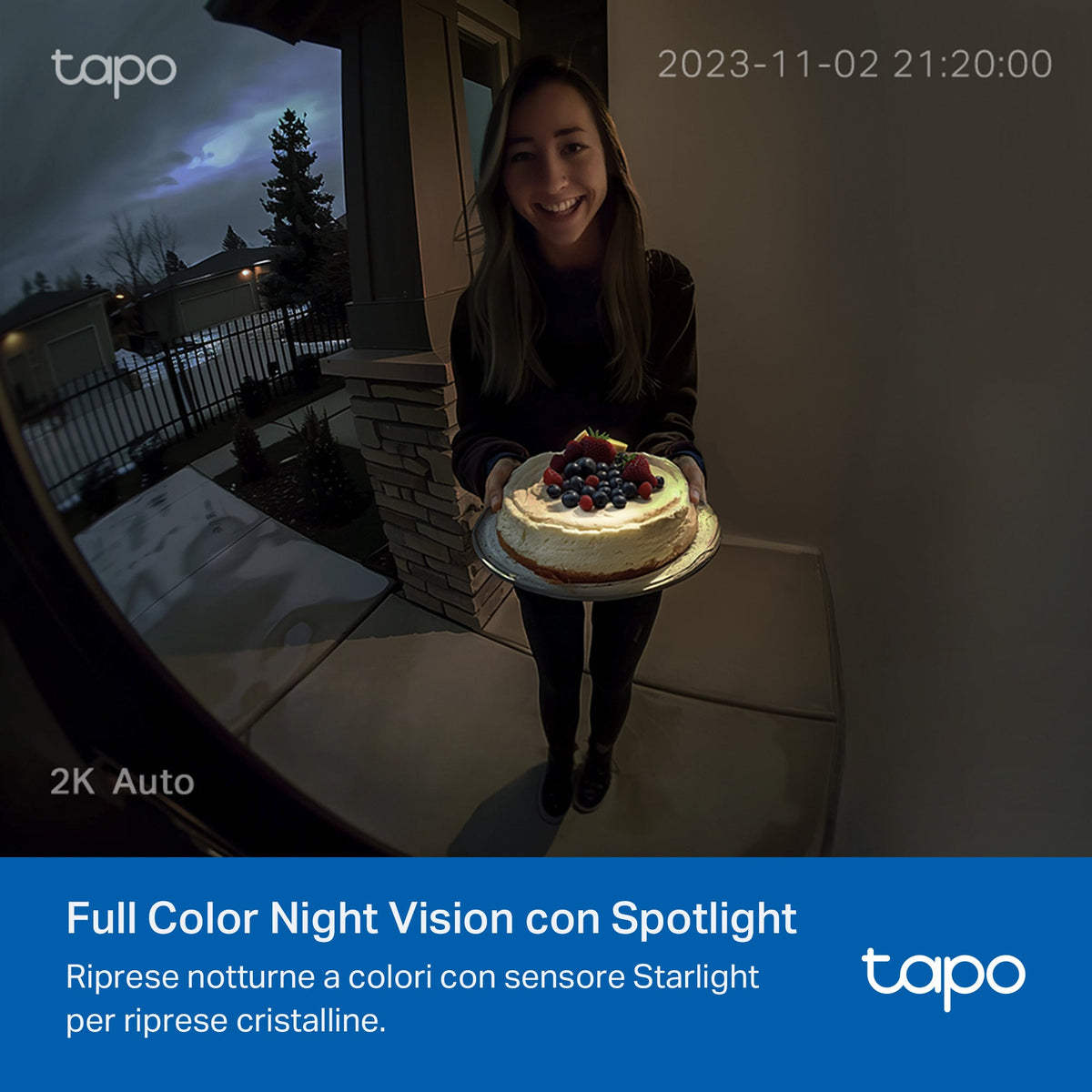 Tapo D210 Video Campanello 2K 3MP, Visione Notturna a Colori, Batteria 6400mAh