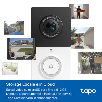 Tapo D210 Video Campanello 2K 3MP, Visione Notturna a Colori, Batteria 6400mAh