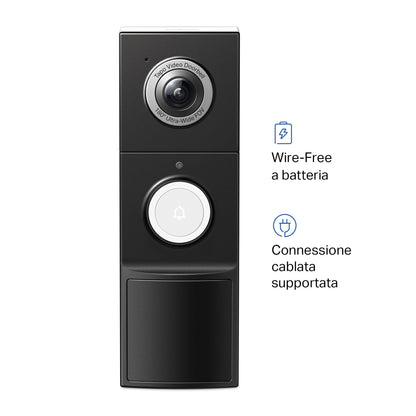 Tapo D235 Videocitofono WiFi 2K 5MP, Batteria 10000mAh o Cablato