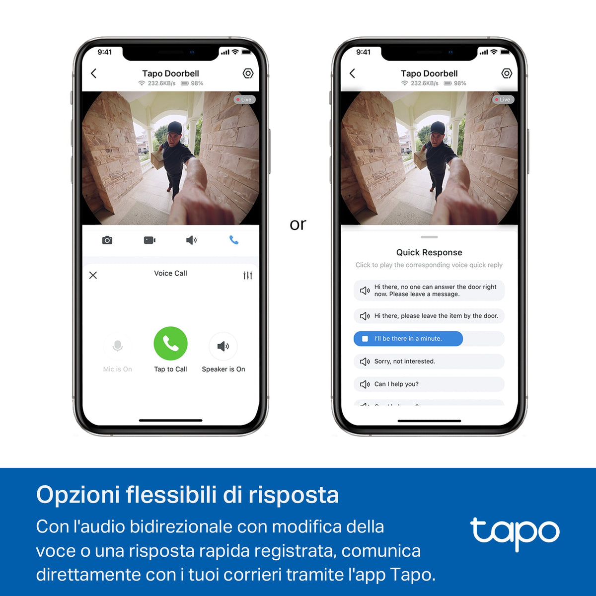 Tapo D235 Videocitofono WiFi 2K 5MP, Batteria 10000mAh o Cablato