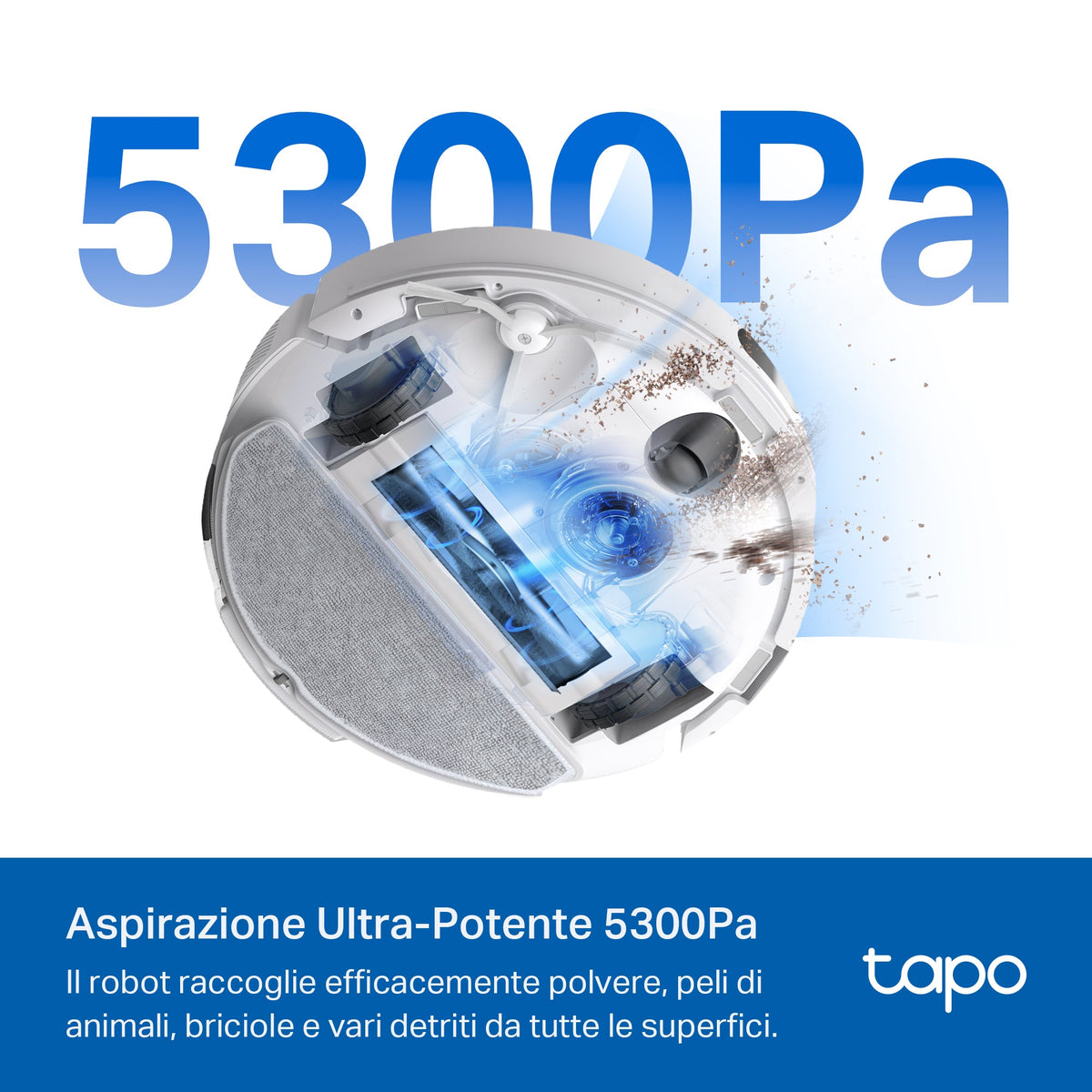 Tapo RV30 Max Plus White Robot Aspirapolvere LiDAR+IMU, Base All-in-One