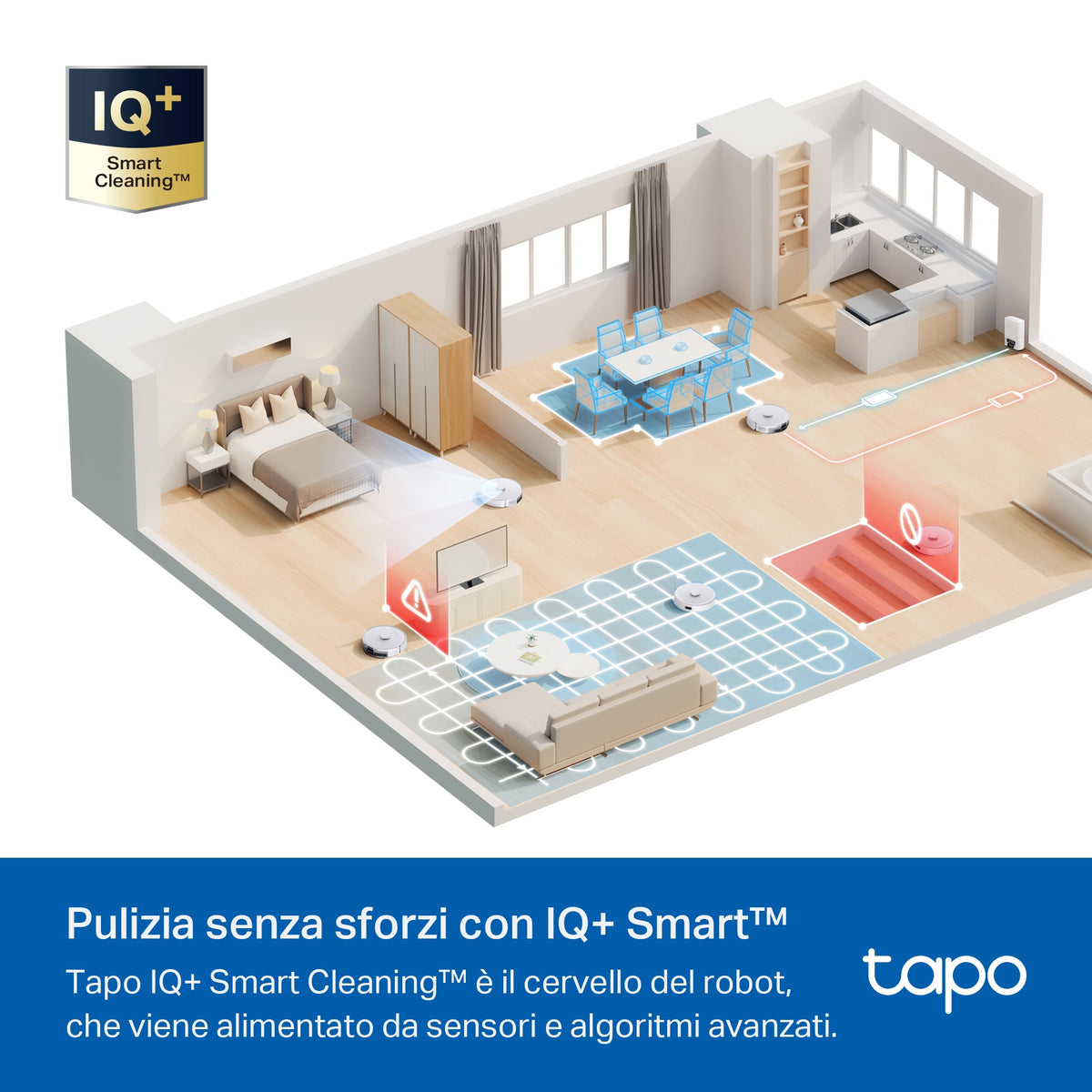 Tapo RV30 Max Plus White Robot Aspirapolvere LiDAR+IMU, Base All-in-One