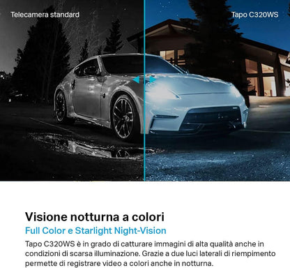 Tapo C320WS Telecamera WiFi Esterno 2K 4MP, Visione Notturna a Colori