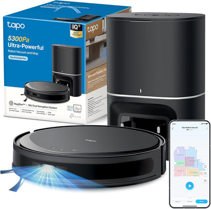 Tapo RV20 Max Plus Robot Aspirapolvere LiDAR MagSlim, Base All-in-One