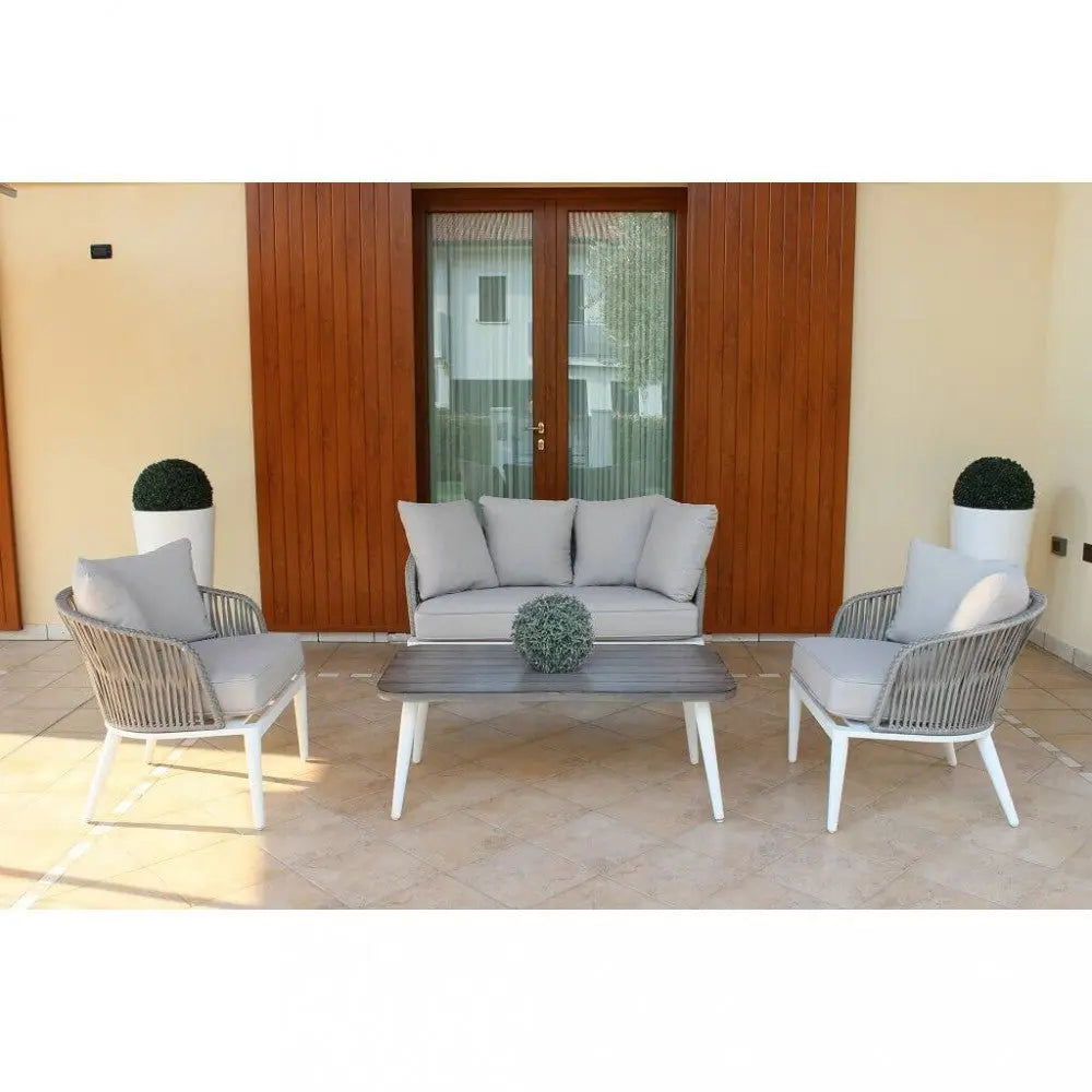 Tavolo Granada - Alluminio Bianco con Piano Grigio 160x90 cm